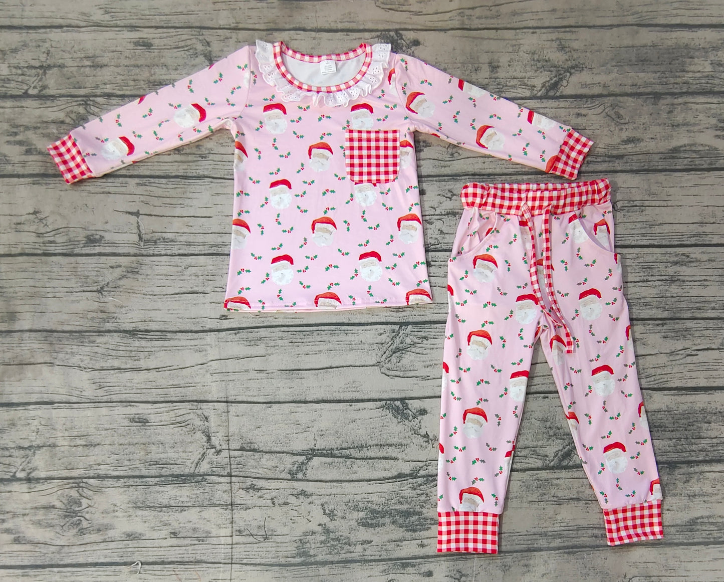 GLP1213 BAMBOO Christmas bow girl pajamas outfit 202410 RTS