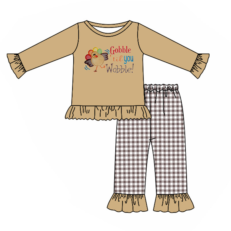 GLP1224  thanksgiving turkey gobble  girl outfit preorder 202405