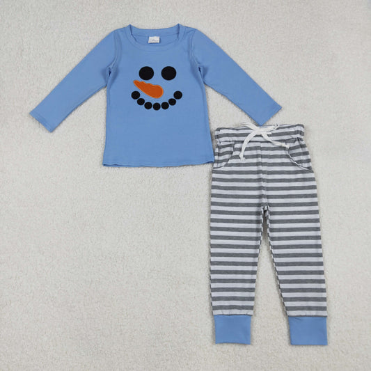 GLP1231 Embroidery Christmas snowman boy outfit 202509 RTS