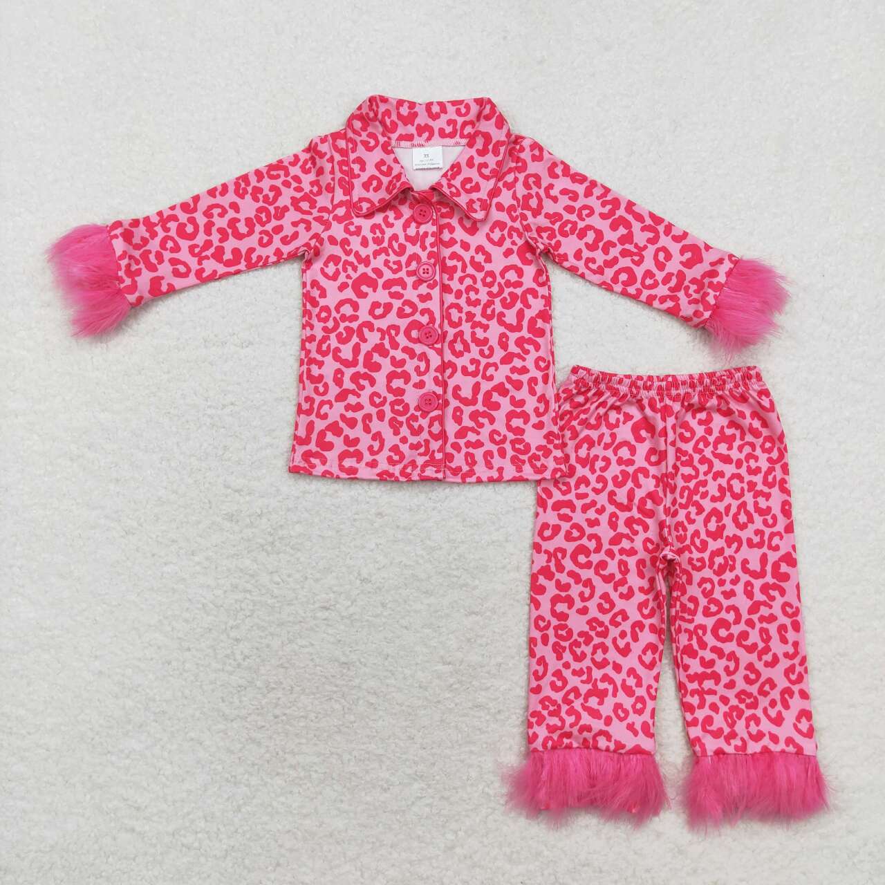 GLP1257 fluffy fur plush leopard pink girl outfit 202408 RTS