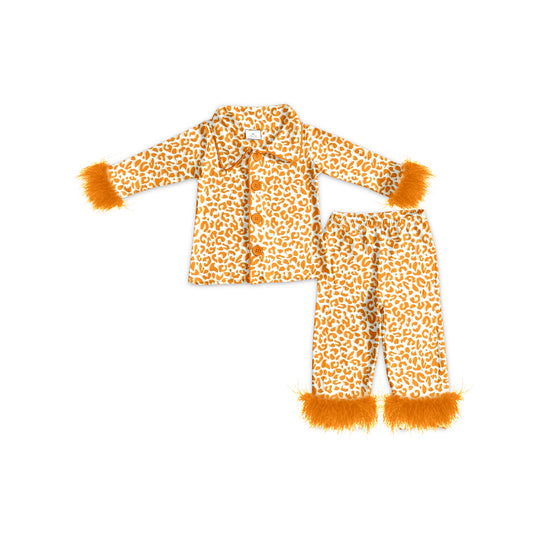 GLP1267 fluffy fur leopard orange pajamas girl plush sleeves outfit preorder 202405