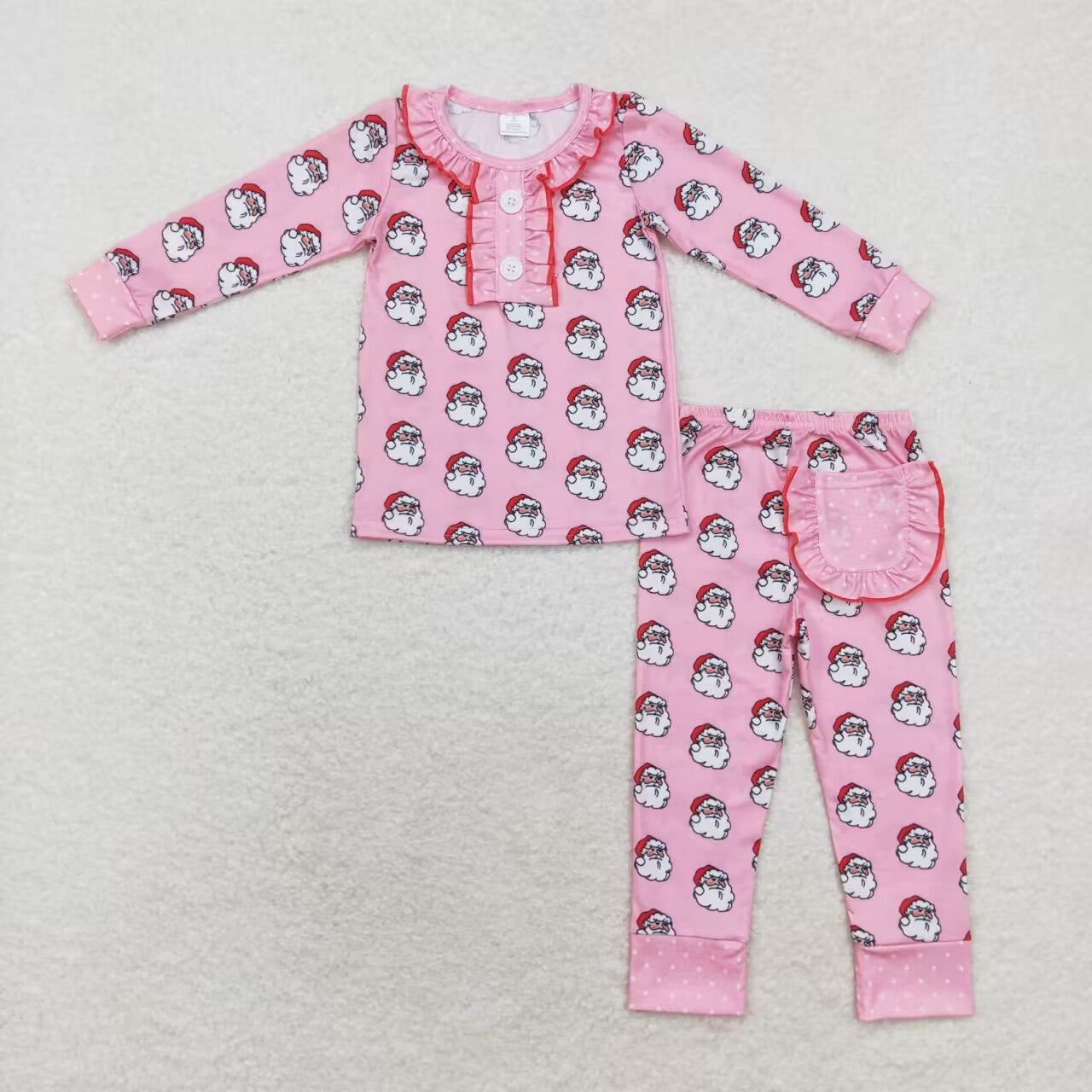 GLP1269 BAMBOO Christmas santa pajamas girl outfit  202408