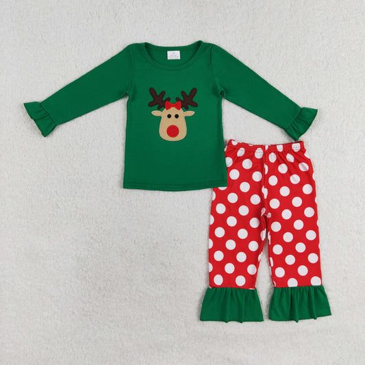 GLP1301 Christmas embroidery deer girl outfit 202407 rts RTS