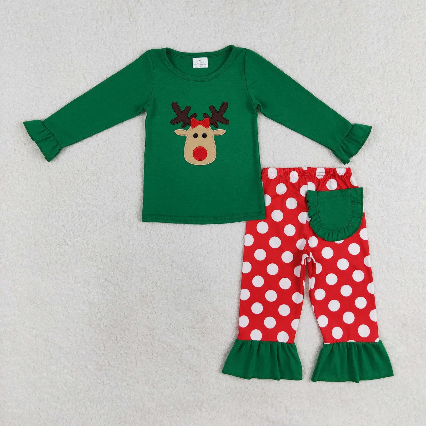 GLP1301 Christmas embroidery deer girl outfit 202407 rts RTS