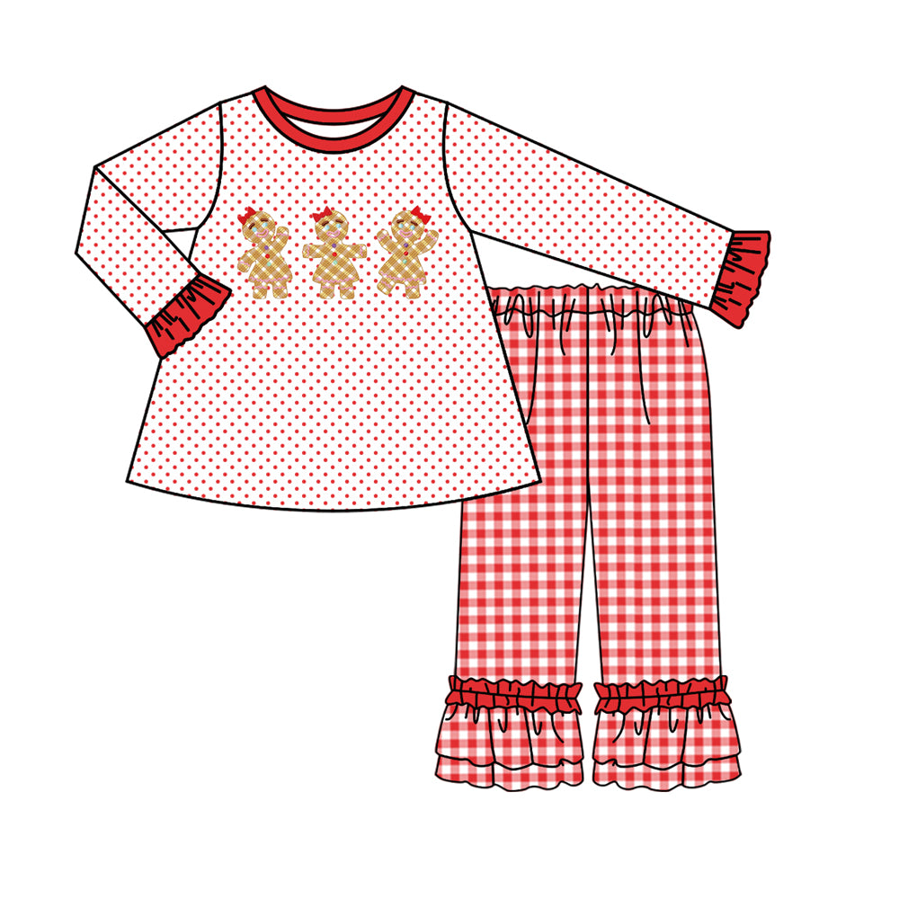 GLP1327  Christmas gingerbread girl pajamas outfit preorder 202405 sibling