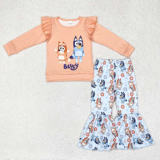 GLP1363 pumpkin Halloween bluey dog girl ruffle outfit 202407 RTS