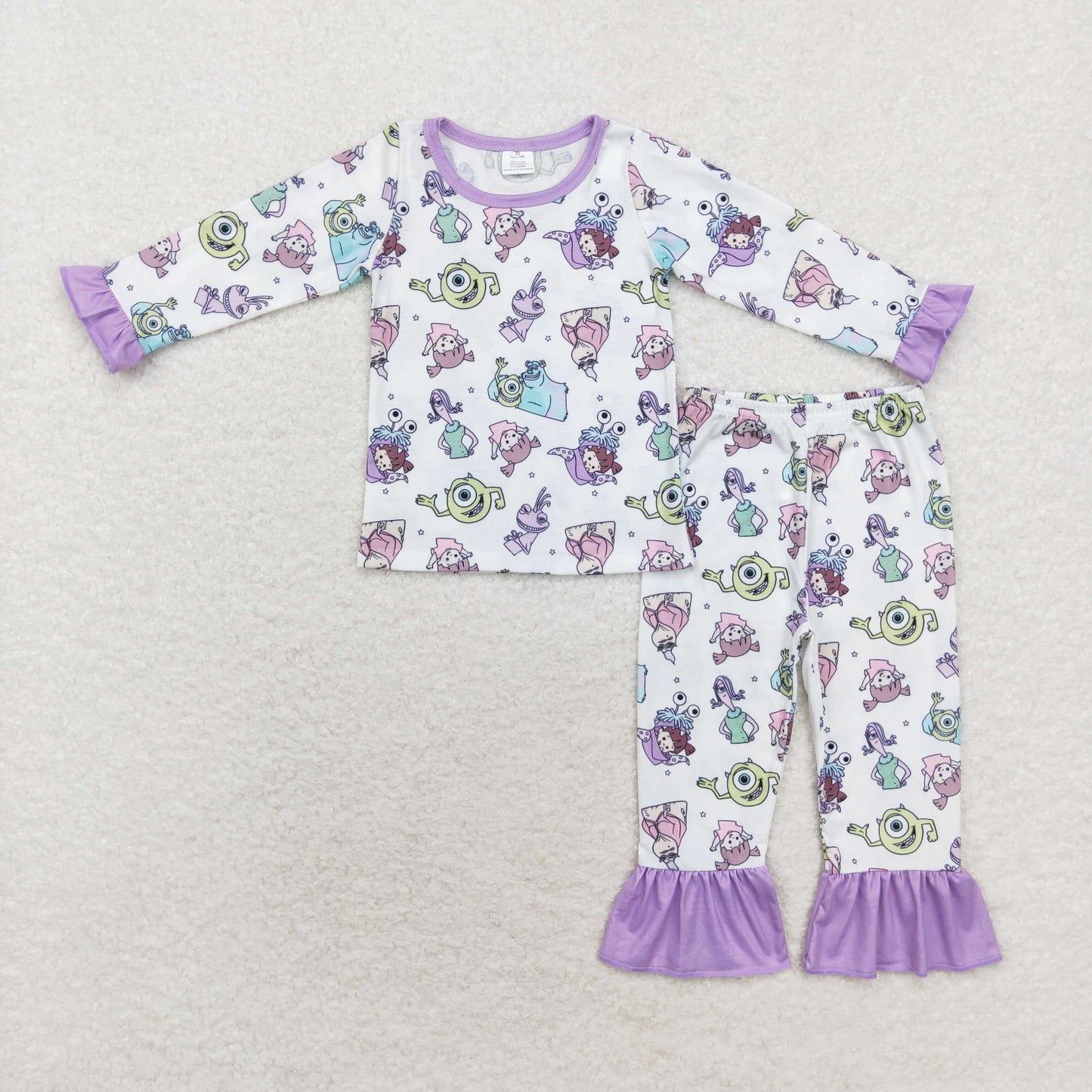 GLP1424 BAMBOO girl monster printing long sleeve pajamas 202408 RTS