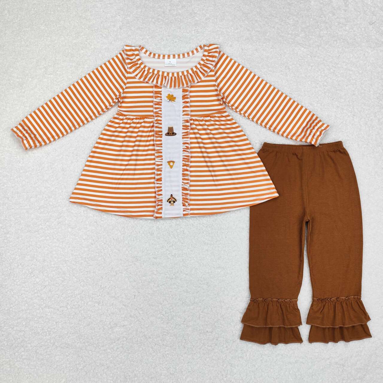 GLP1435 turkey thanksgiving embroidery girl outfit  202409 RTS