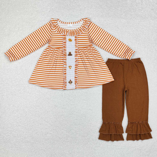 GLP1435 turkey thanksgiving embroidery girl outfit  202409 RTS