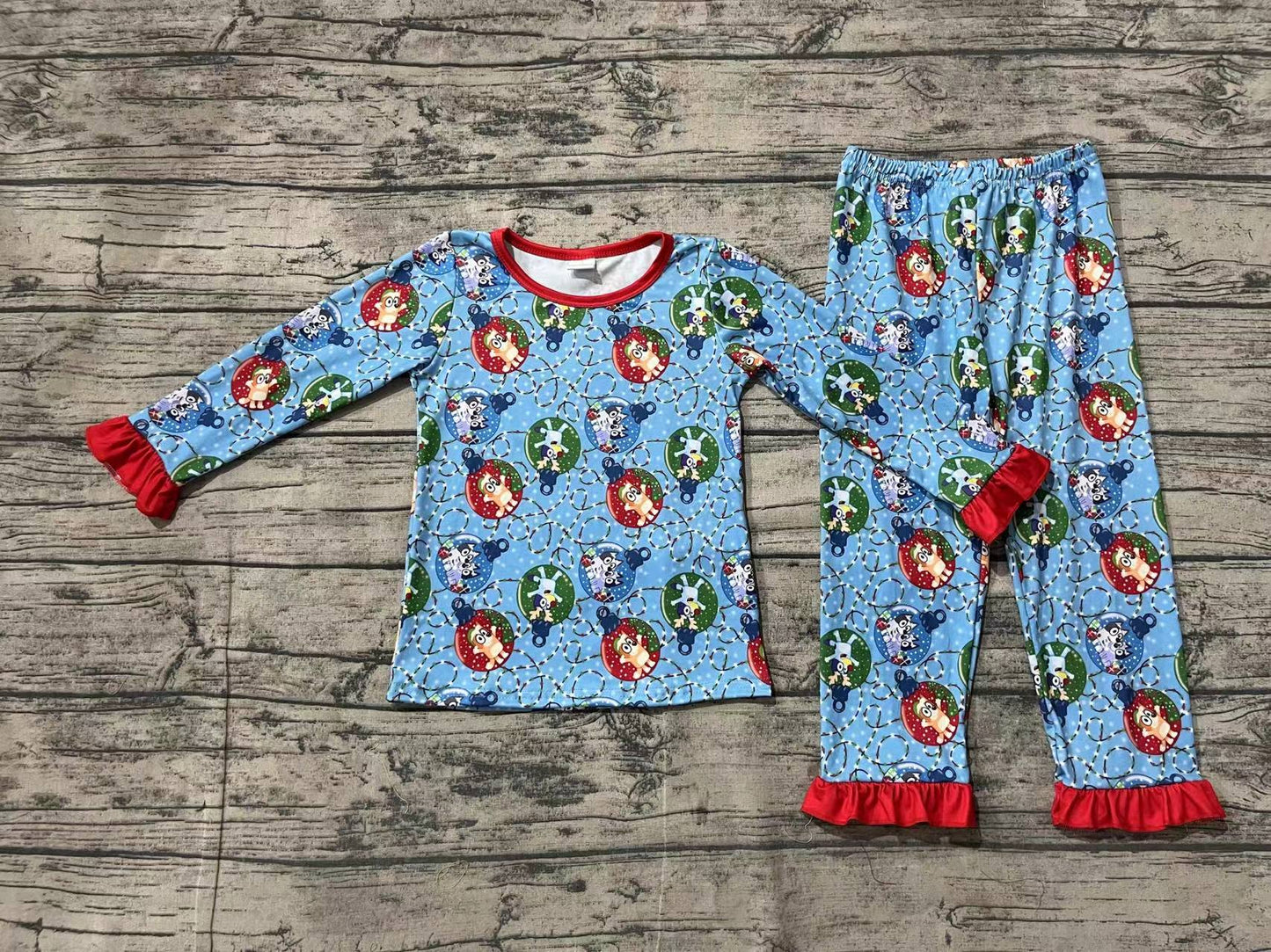 GLP1447 bluey Christmas girl pajamas outfit preorder 202408 sibling