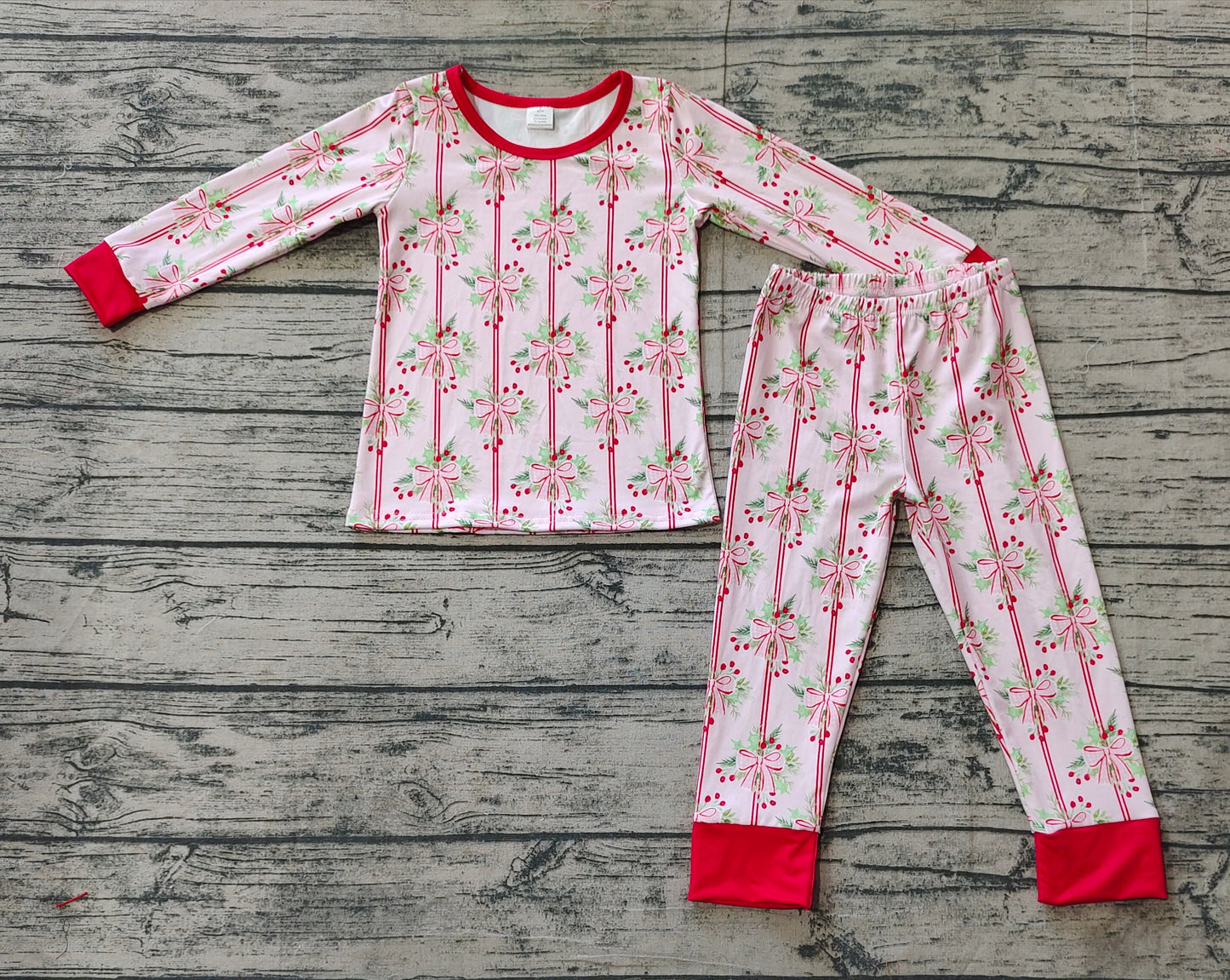 BAMBOO GLP1476 bow Christmas girl pajamas outfit preorder 202408 SIBLING