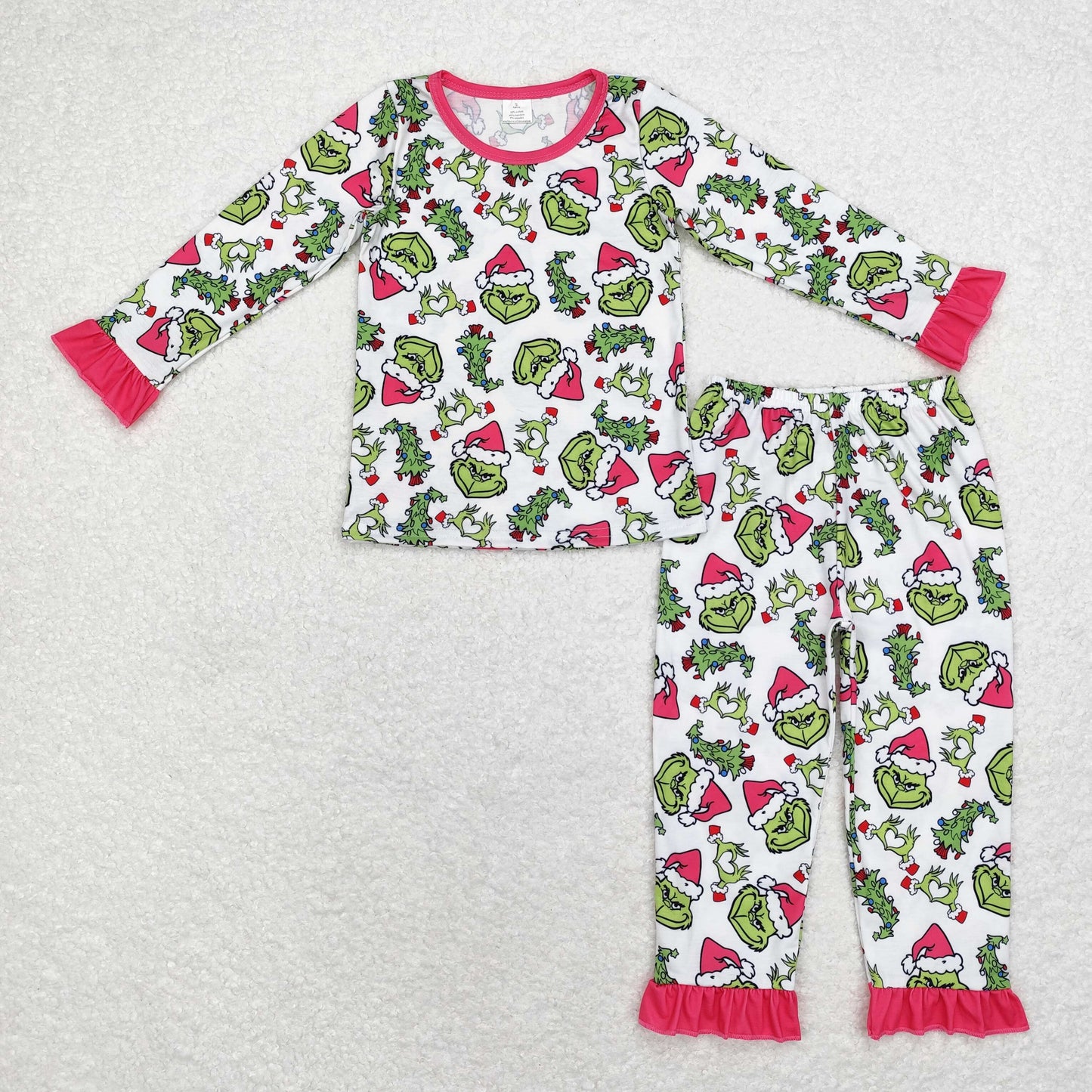 GLP1478 BAMBOO Christmas grinch girl pajamas outfit  202408 sibling RTS