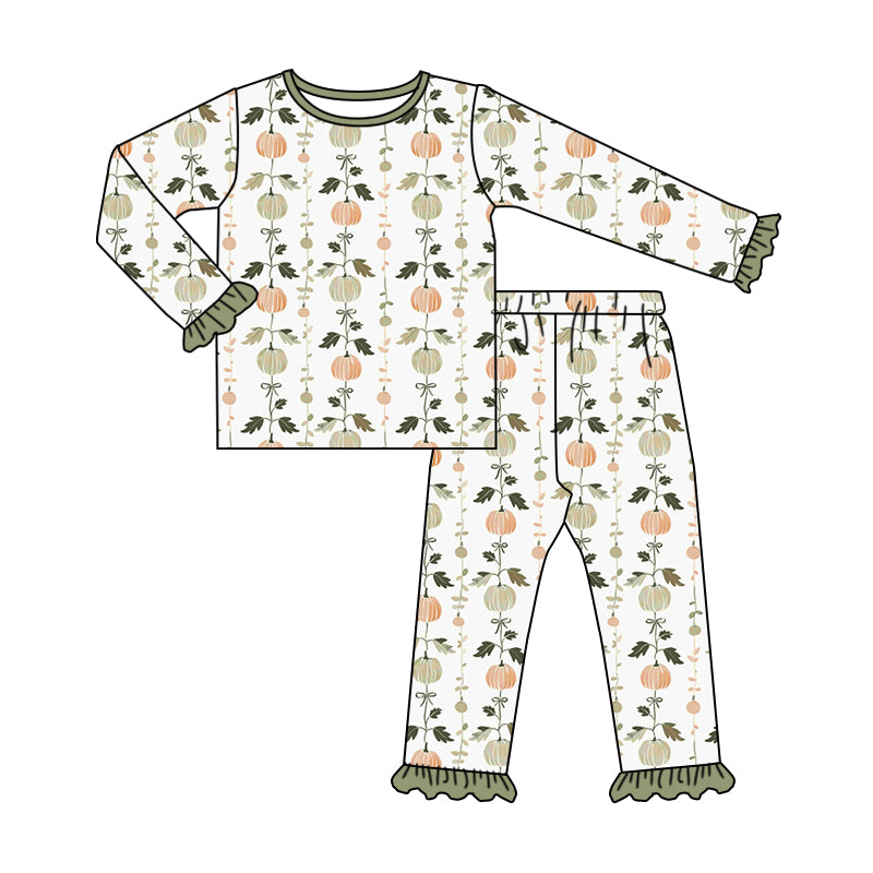 Halloween green pumpkin sibling GLP1498 girl pajamas outfit  202407 preorder