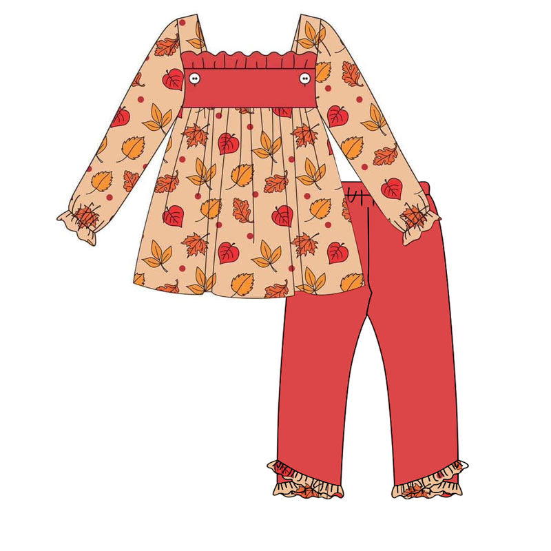 Halloween yellow fall pockets pumpkin GLP1504 long sleeve girl outfit pajamas preorder 202407