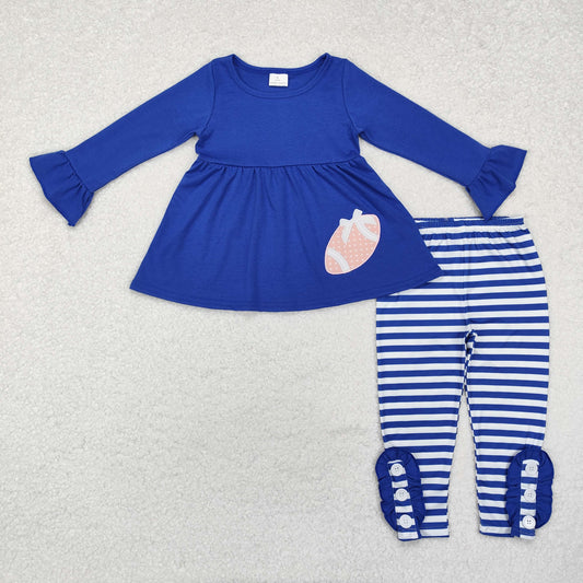 cotton blue embroidery football GLP1547 girl outfit 202411 RTS