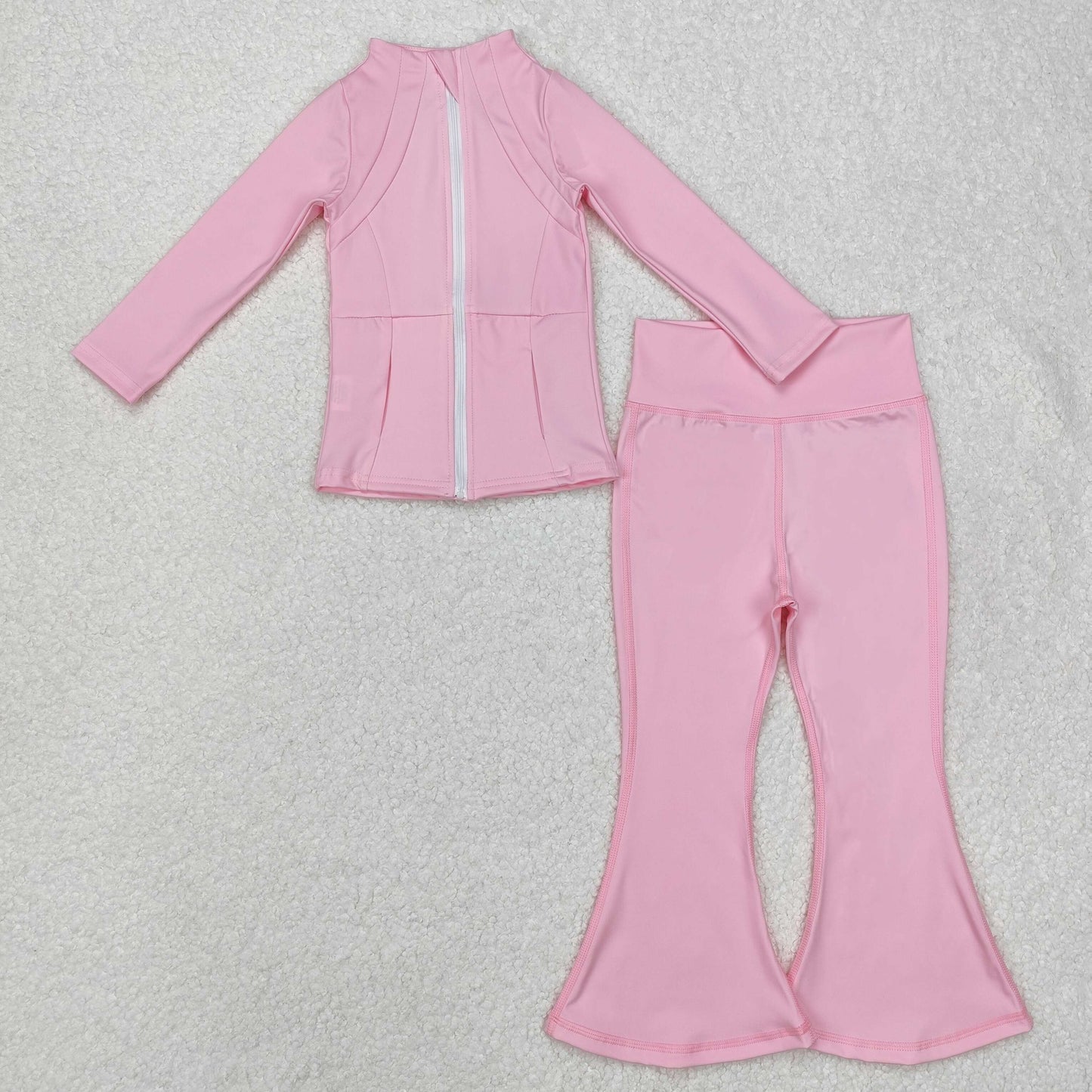 kids yoga light pink zipper pockets GLP1557 组合 girl yoga clothes outfit 202412 RTS