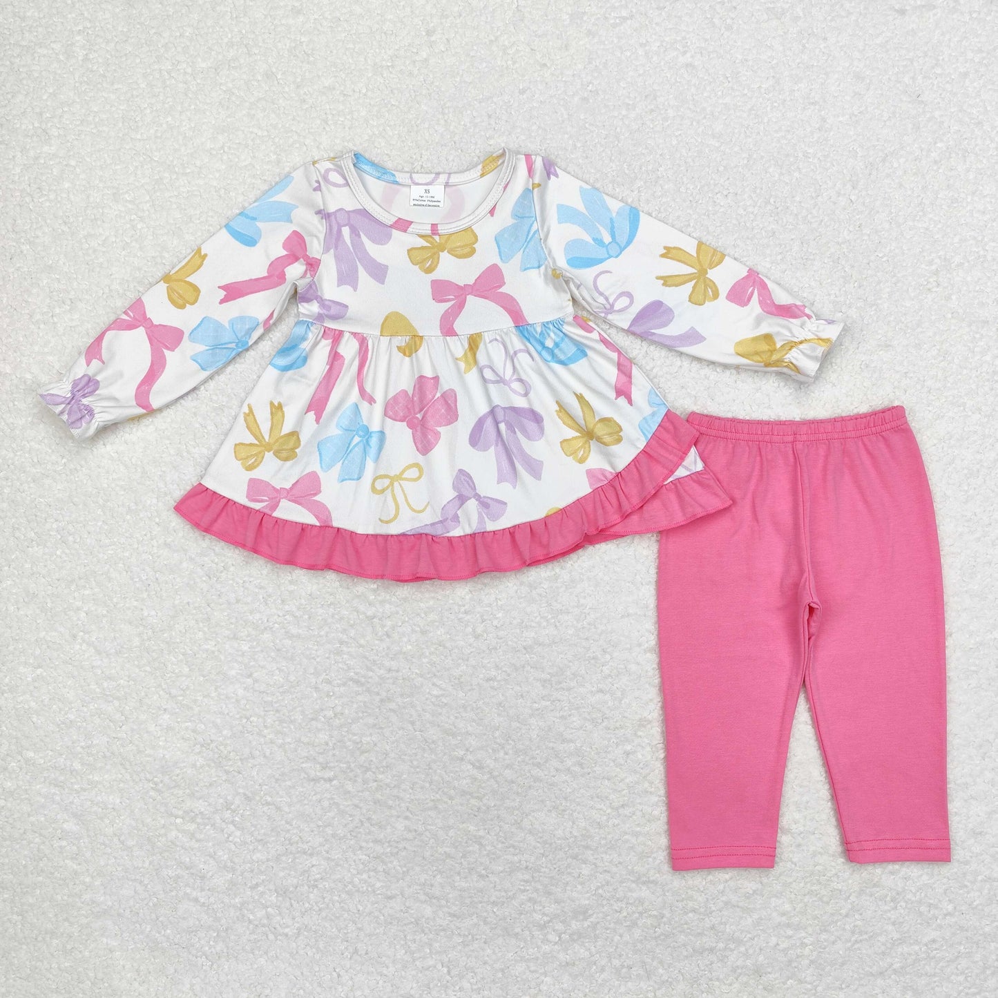 pink legging Colorful bow tunic sibling GLP1561 girl outfit   202408 RTS