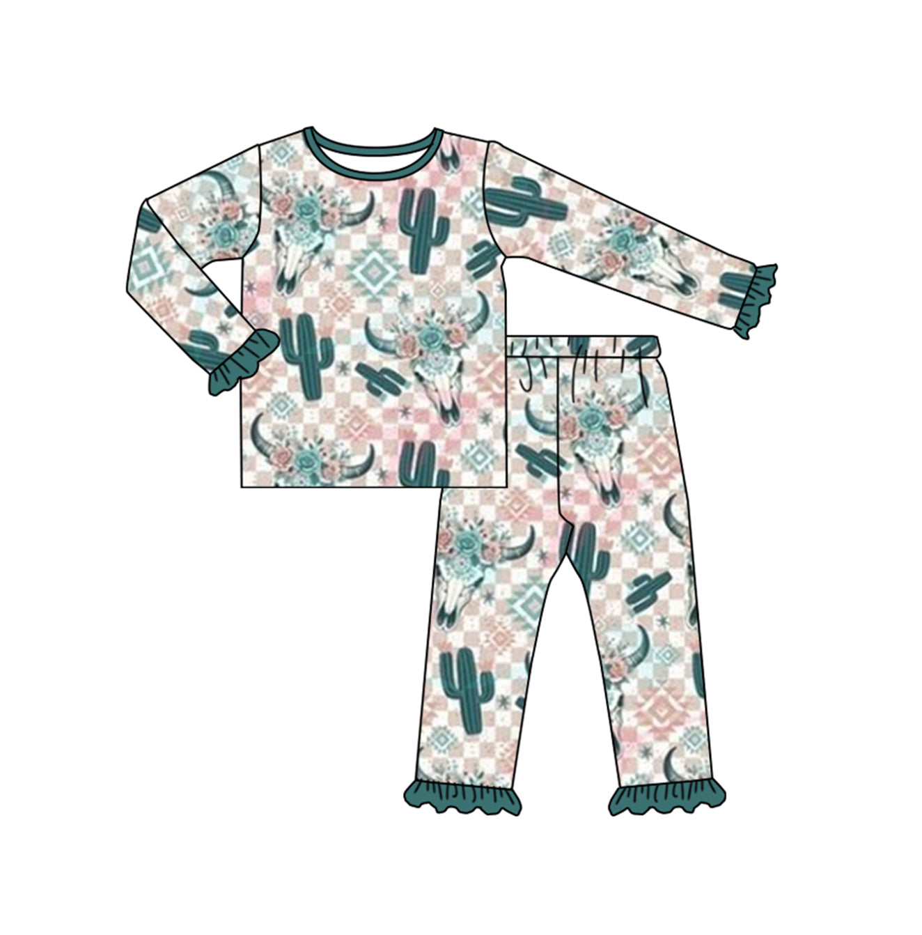 BAMBOO cow sibling GLP1566 girl pajamas outfit 202409 RTS