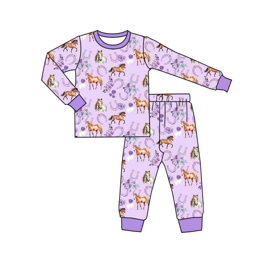 purple horse western sibling GLP1567 preorder girl pajamas outfit 202407