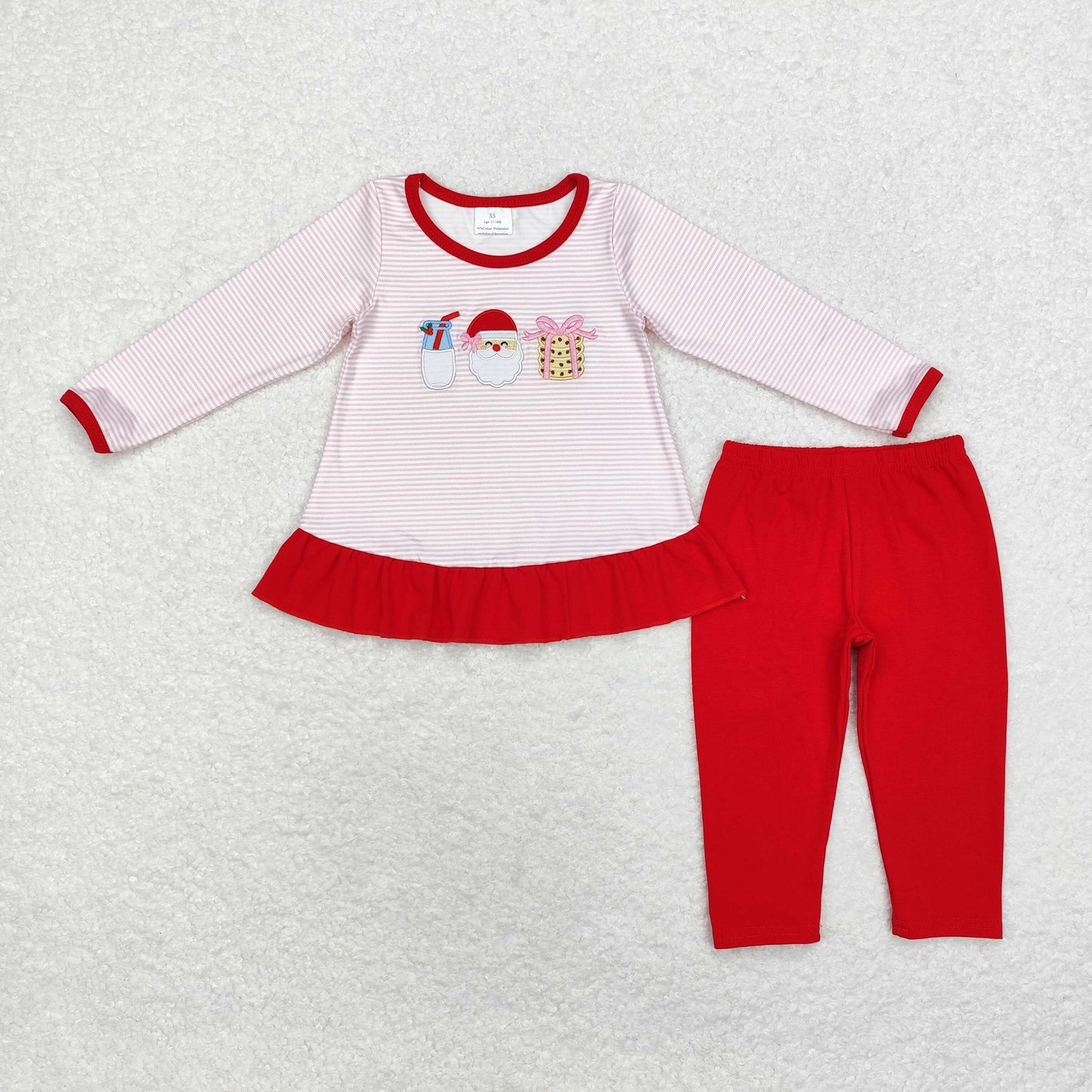 GLP1596 Embroidery Christmas milk cookie girl outfit 202408 sibling RTS