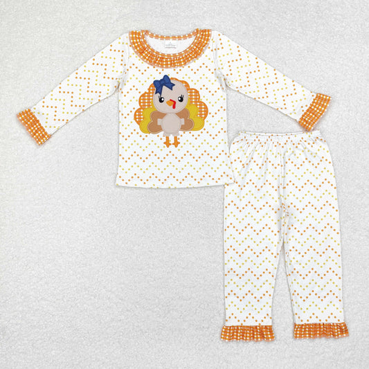 GLP1603  turkey thanksgiving girl pajamas outfit 202409 sibling RTS