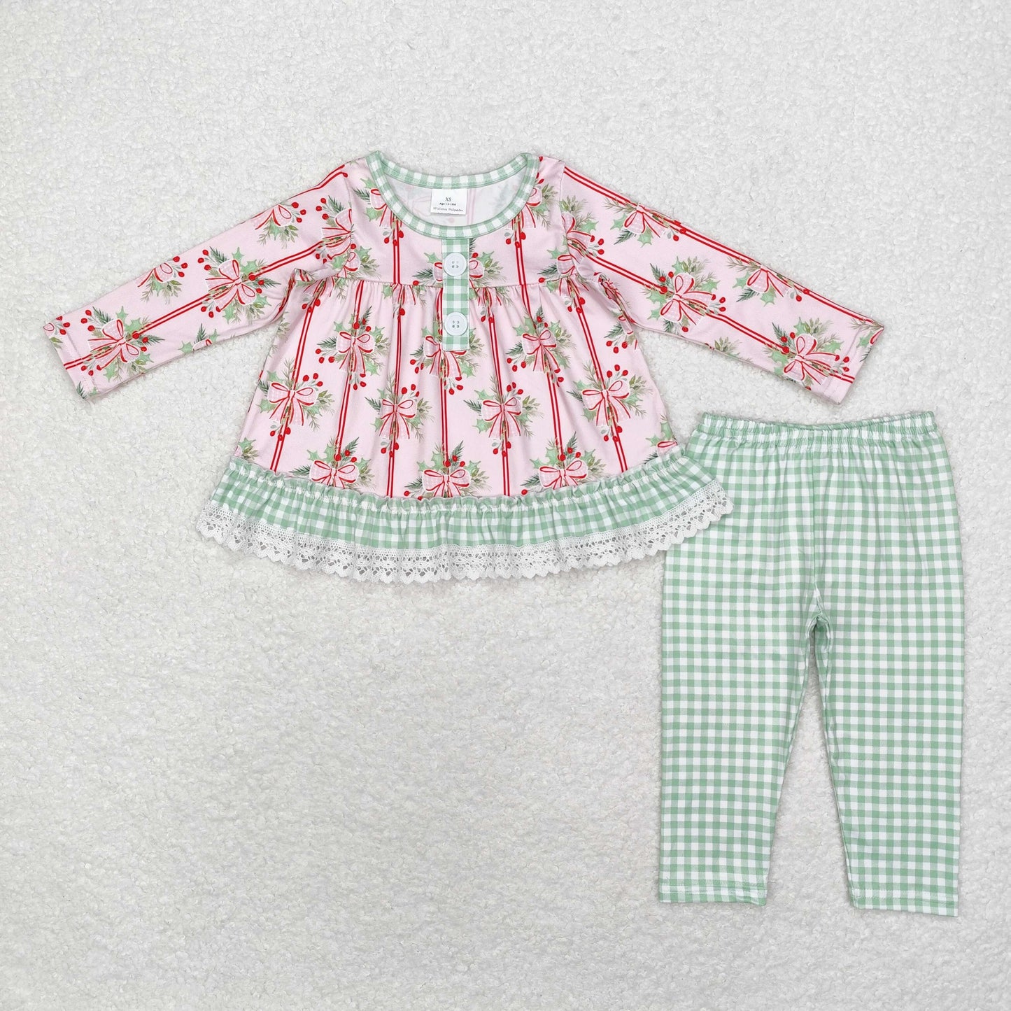 GLP1663 Christmas bow sibling girl  outfit  202408 RTS