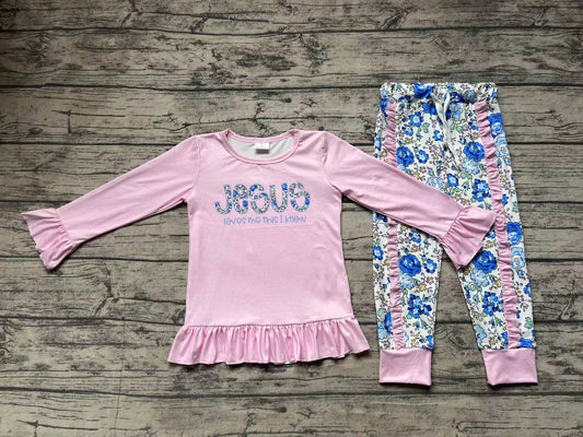 GLP1670 jesus flower sibling long sleeve children girl outfit preorder 202409