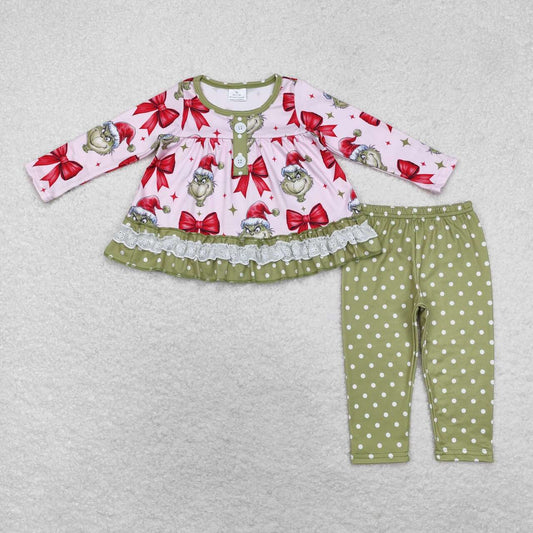 GLP1671 Grinch Christmas girl  outfit  202408 sibling RTS