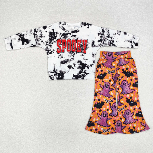 GLP1692  western spooky bat boo Halloween long sleeve girl pajamas outfit 202410 RTS