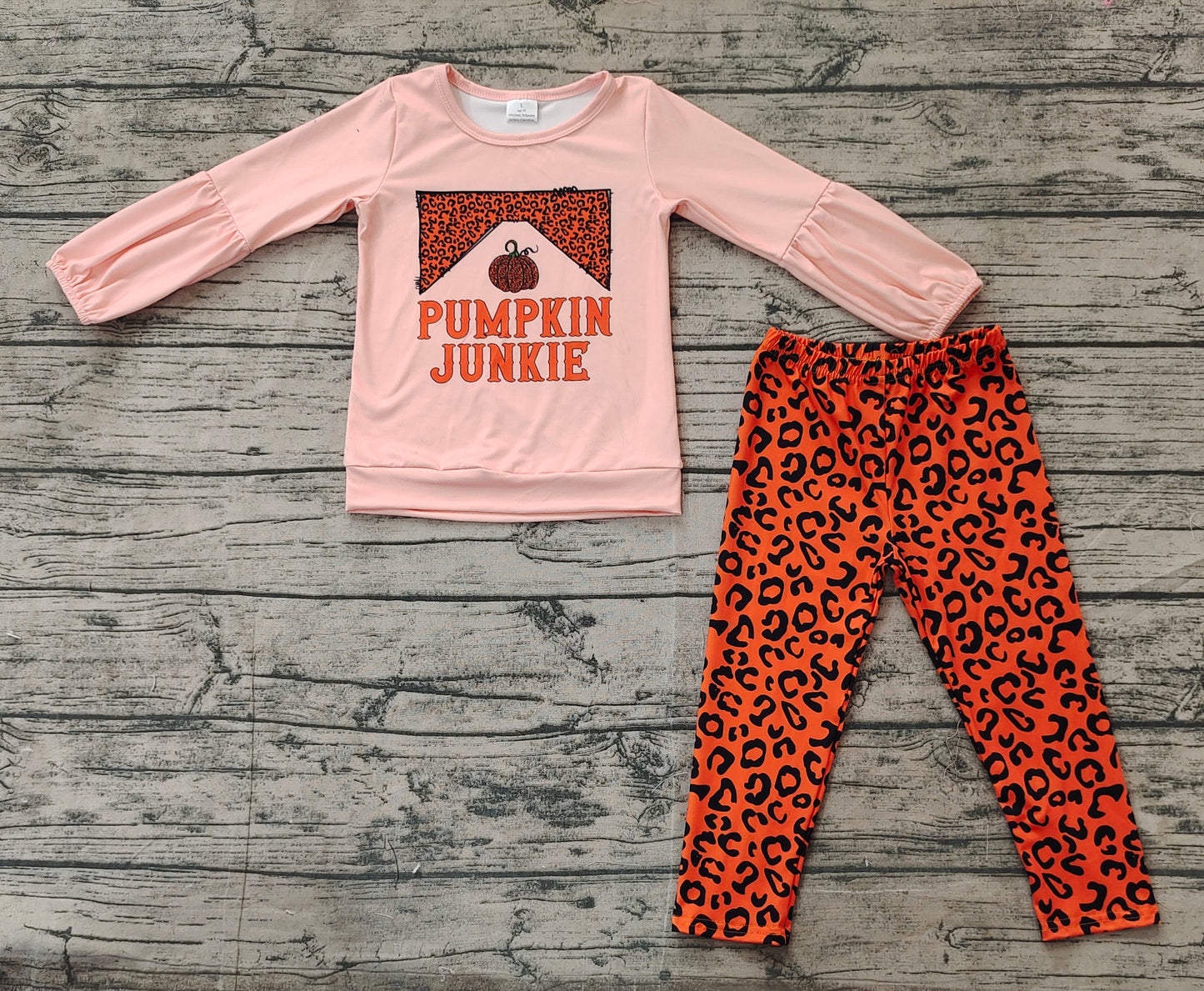 GLP1707 Halloween pumpkin leopard printing girl outfit 202409 RTS