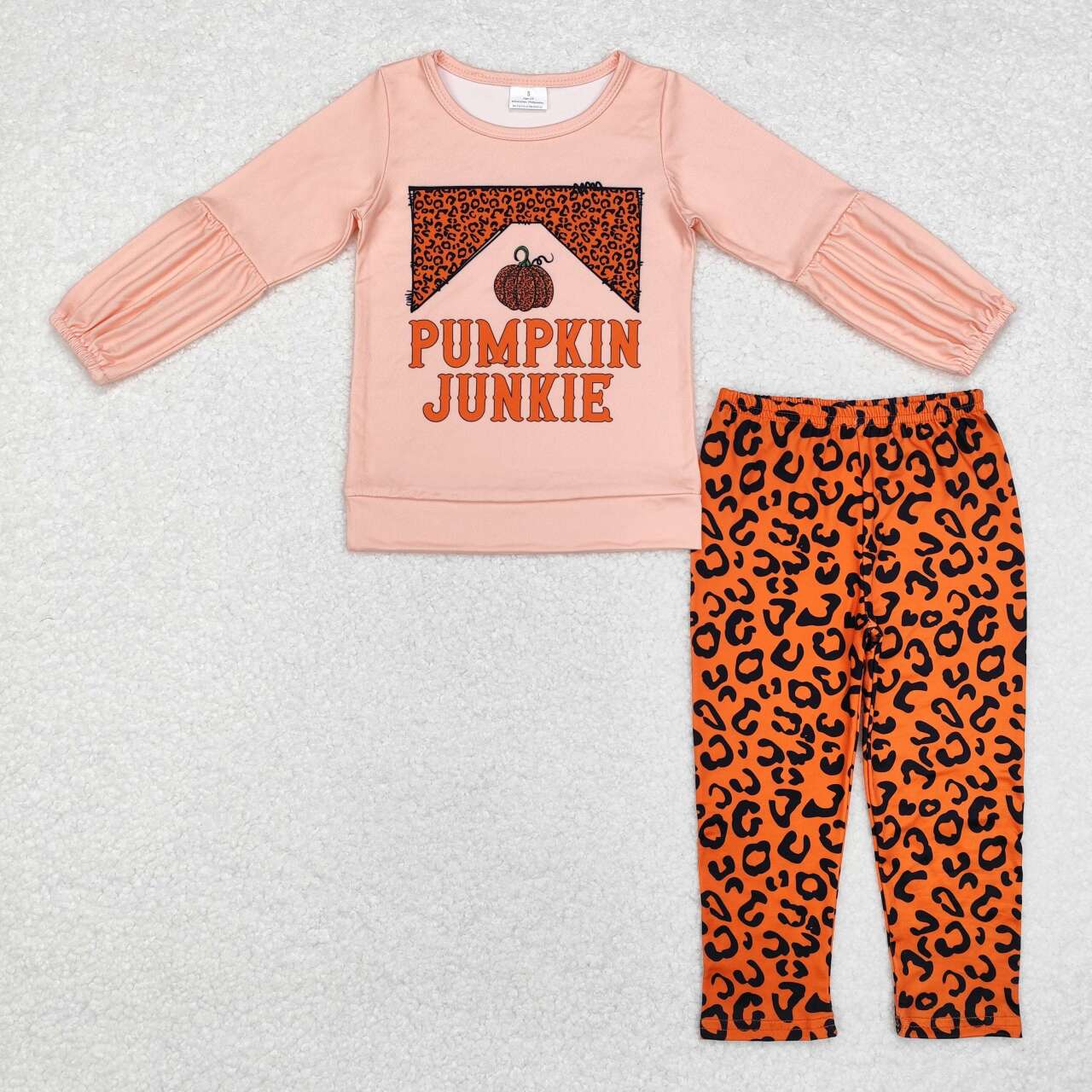 GLP1707 Halloween pumpkin leopard printing girl outfit 202409 RTS