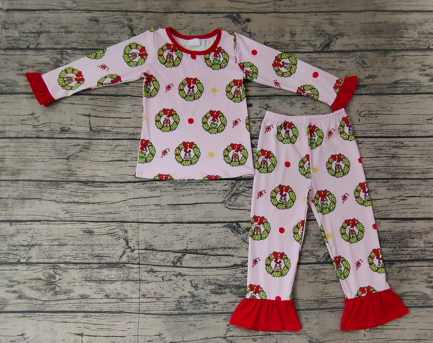 BAMBOO GLP1741 Christmas grinch girl cotton pajamas outfit  202409 RTS sibling