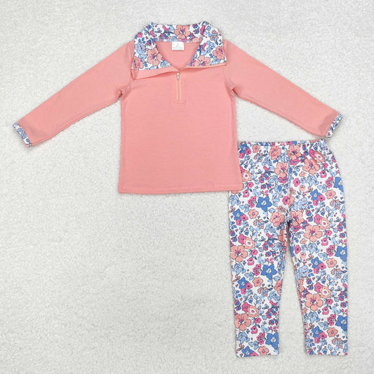 GLP1750 flowers zipper western sibling girl outfit  202410 RTS