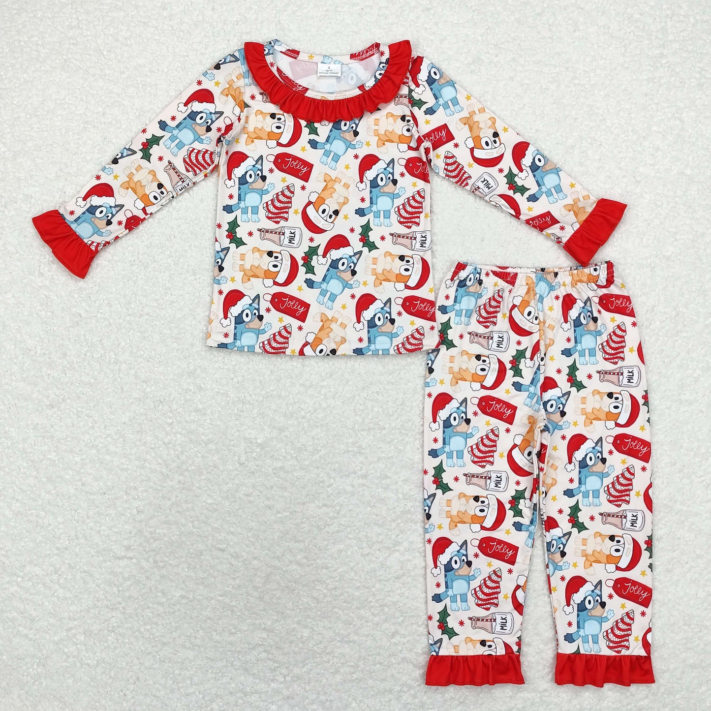 GLP1752 Christmas bluey girl pajamas outfit preorder 202409 sibling RTS