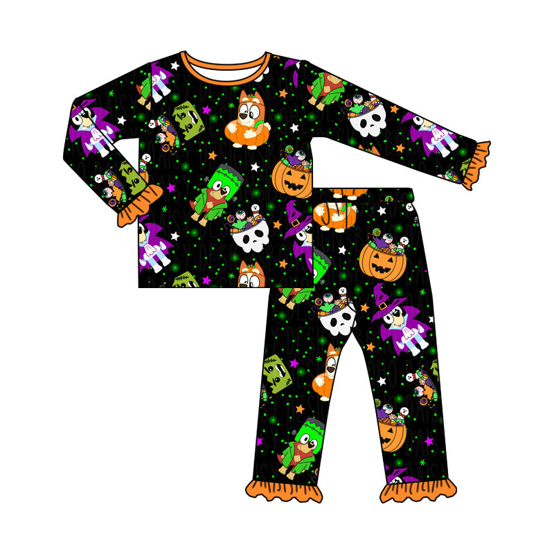 GLP1756 sibling Halloween Pumpkin bluey preorder girl pajamas outfit 202408