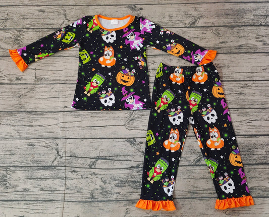 GLP1756 sibling Halloween Pumpkin bluey preorder girl pajamas outfit 202408