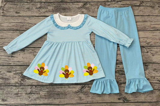 GLP1768 embroidery turkey thanksgiving girl outfit  202408 preorder sibling