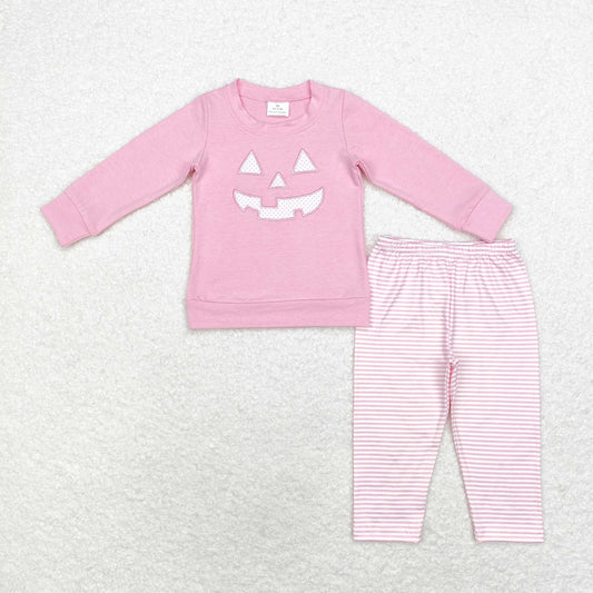 GLP1825 embroidery smile  Halloween pink boy pajamas outfit  202408 sibling RTS