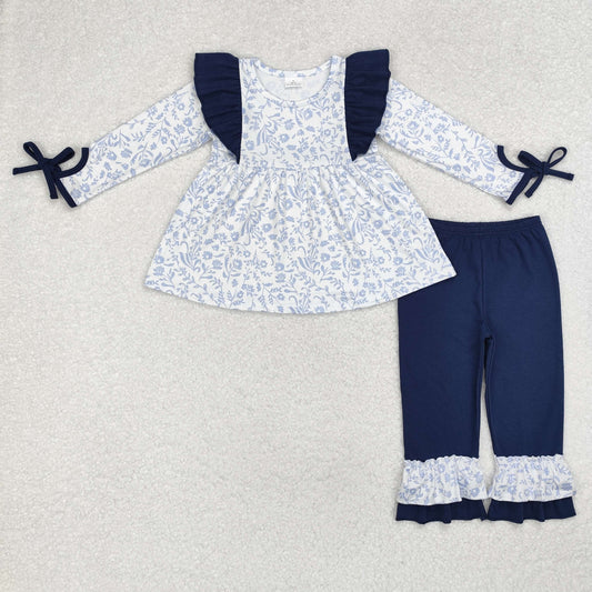 GLP1828 bow blue flower girl  outfit  202408 sibling RTS