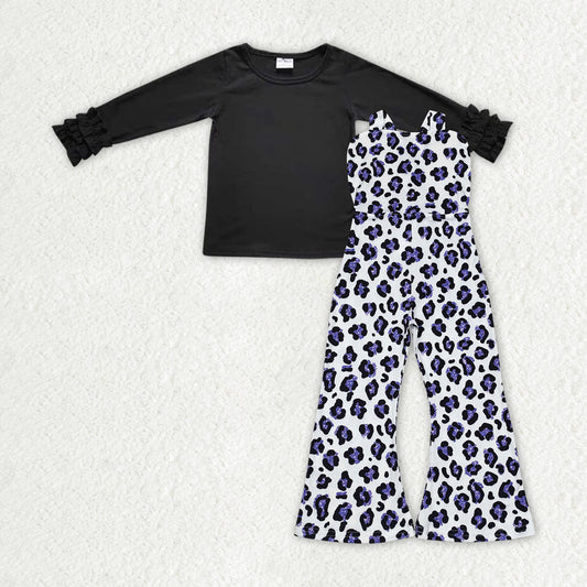 GLP1847组合 Leopard Long Sleeve Overall jumpsuit set Girl outfit RTS 202408