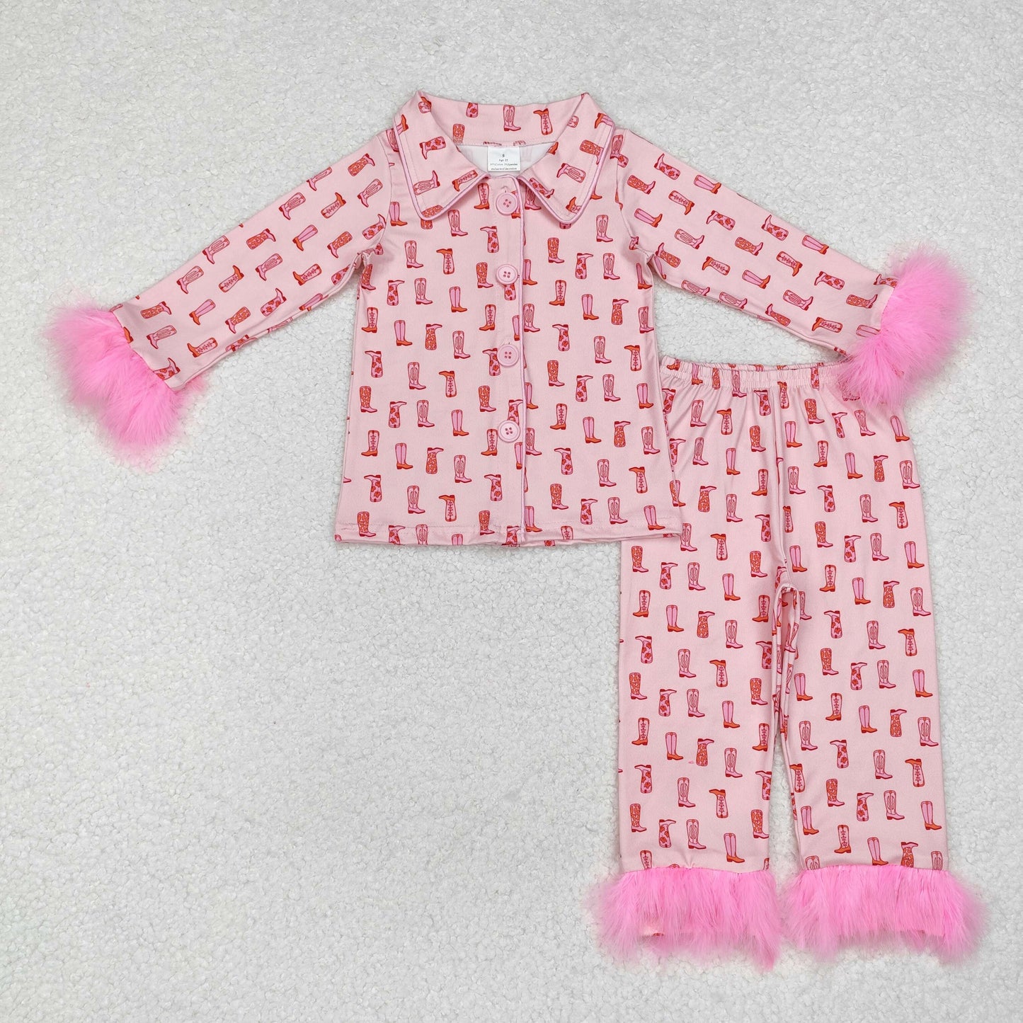 GLP1868 r plush western boots girl pajamas outfit 202410 RTS