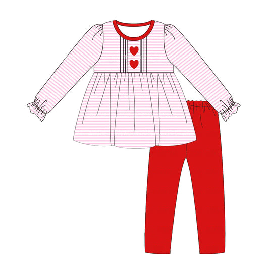 GLP1874 pink love heart long sleeve girl outfit  202408 sibling preorder