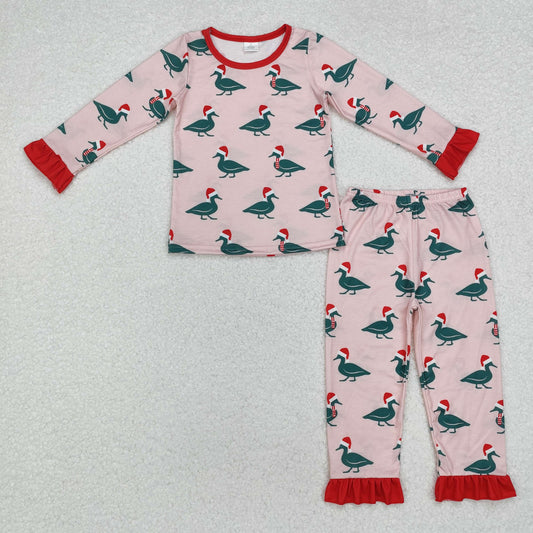 GLP1892 BAMBOO  Christmas duck sibling long sleeve children girl pajamas outfit 202410 RTS