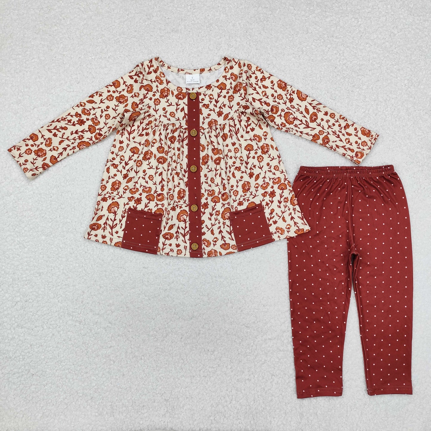 GLP1894 orange flower sibling long sleeve children girl  outfit 202410 RTS