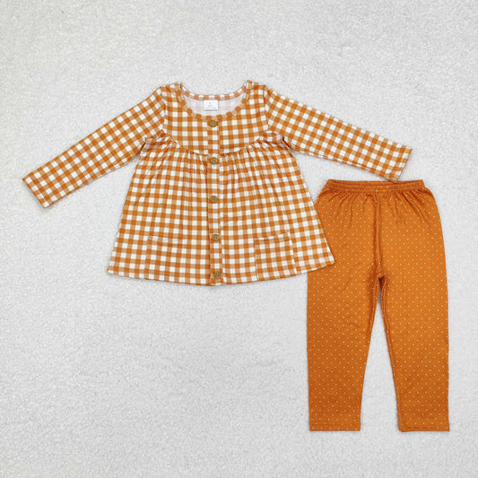 GLP1895  orange plaid sibling long sleeve children girl  outfit 202411 RTS