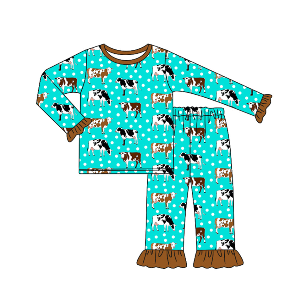 GLP1974 preorder cow western farm girl pajamas outfit 202409 sibling