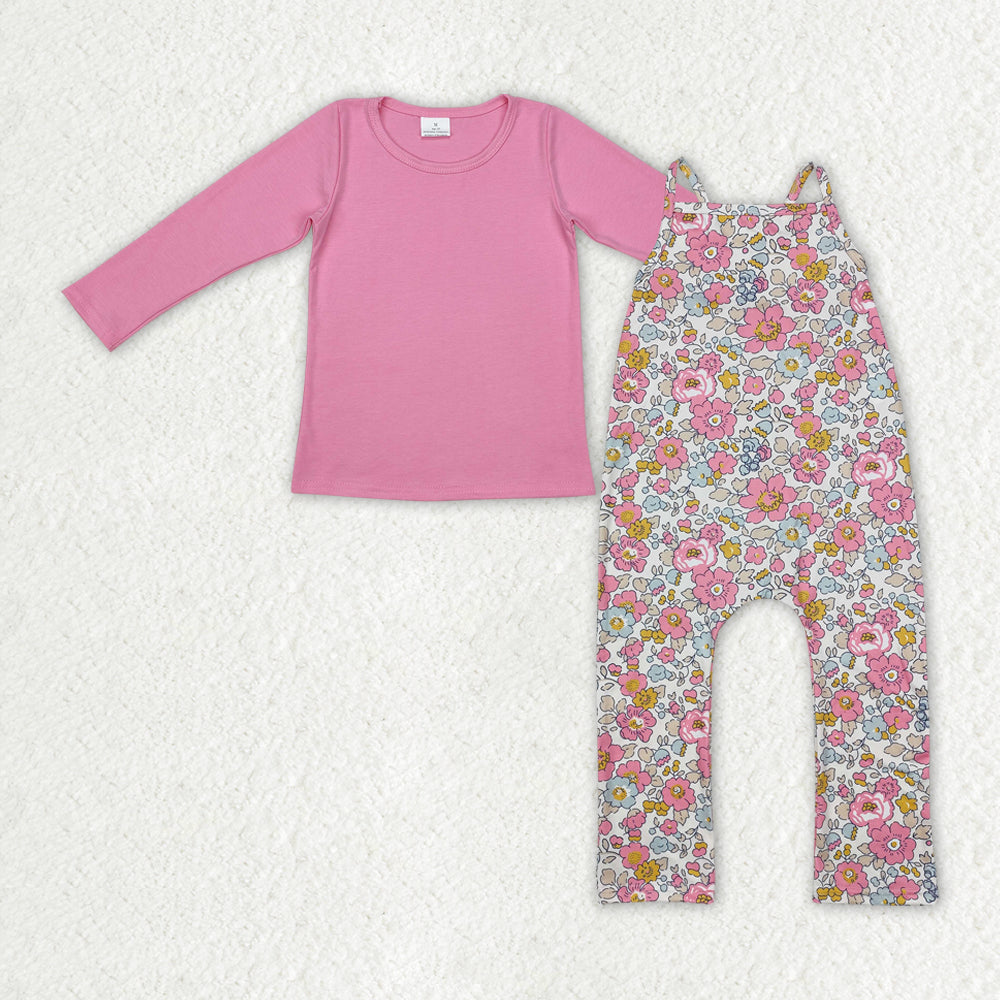 GLP2008 组合 Long Sleeve Overall flowers jumpsuit set Girl outfit RTS