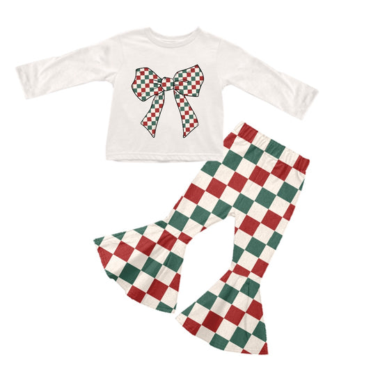 GLP2019 preorder Chritmas bow checkerboard pants girl outfit 202409