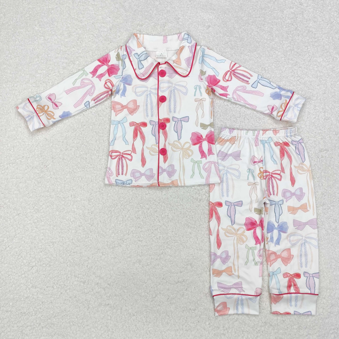 GLP2076 bow valentine girl pajamas outfit 202412 RTS Sibling