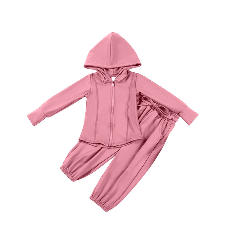 GLP2080 组合 preorder  pink kids yoga hoodie zipper girl clothes outfit 202410